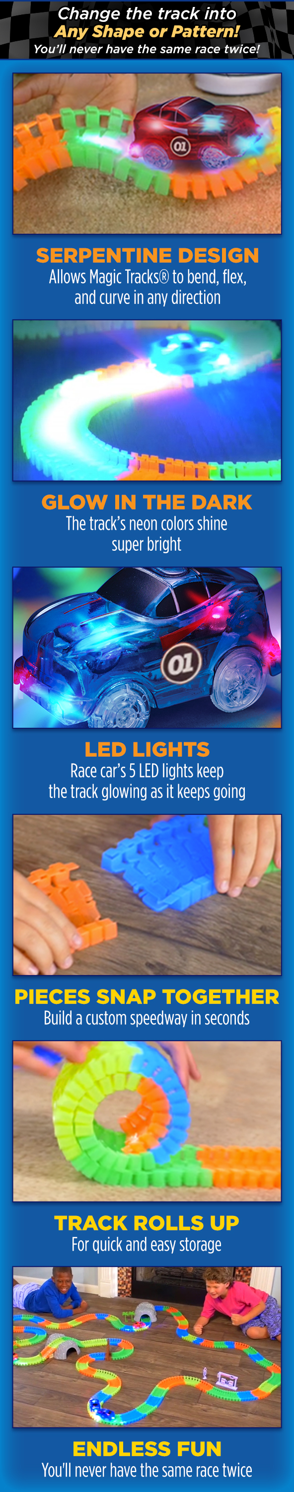 Cars for Magic Tracks Glow in the Dark Amazing Racetrack Light Up Car Race New!